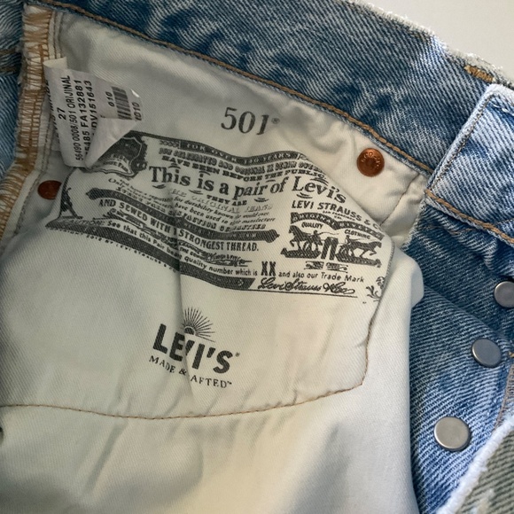 Leviβs Embroidered 501 Made & Crafted Straight denim jeans Boho free people 27 - Picture 6 of 15